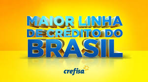 Logo Crefisa: Maior linha de crédito do Brasil - em fundo amarelo.